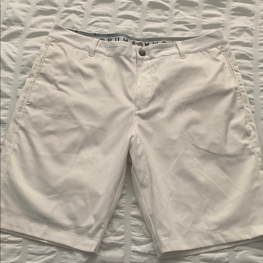 Puma White Flat Front Shorts Casual Style